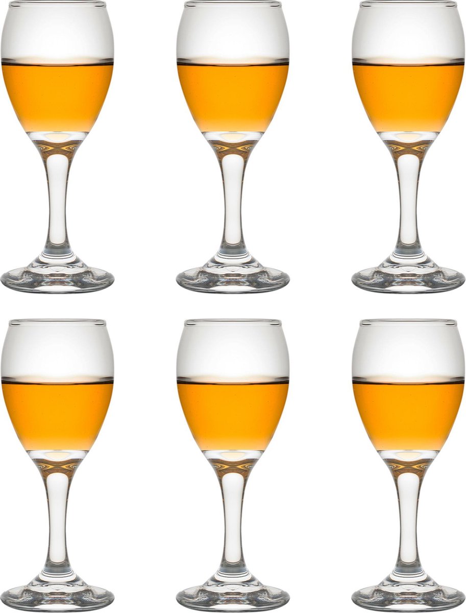 Libbey borrelglas Teardrop Sherry - 90 ml / 9 cl - 6 stuks - sherryglas - portglas - op voet - vaatwasserbestendig - hoge kwaliteit
