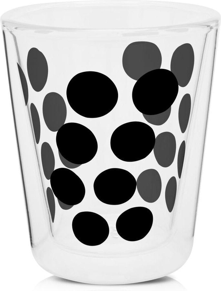 Zak!Designs Dotdot Koffiebeker - Dubbelwandig - 20 cl - Zwart