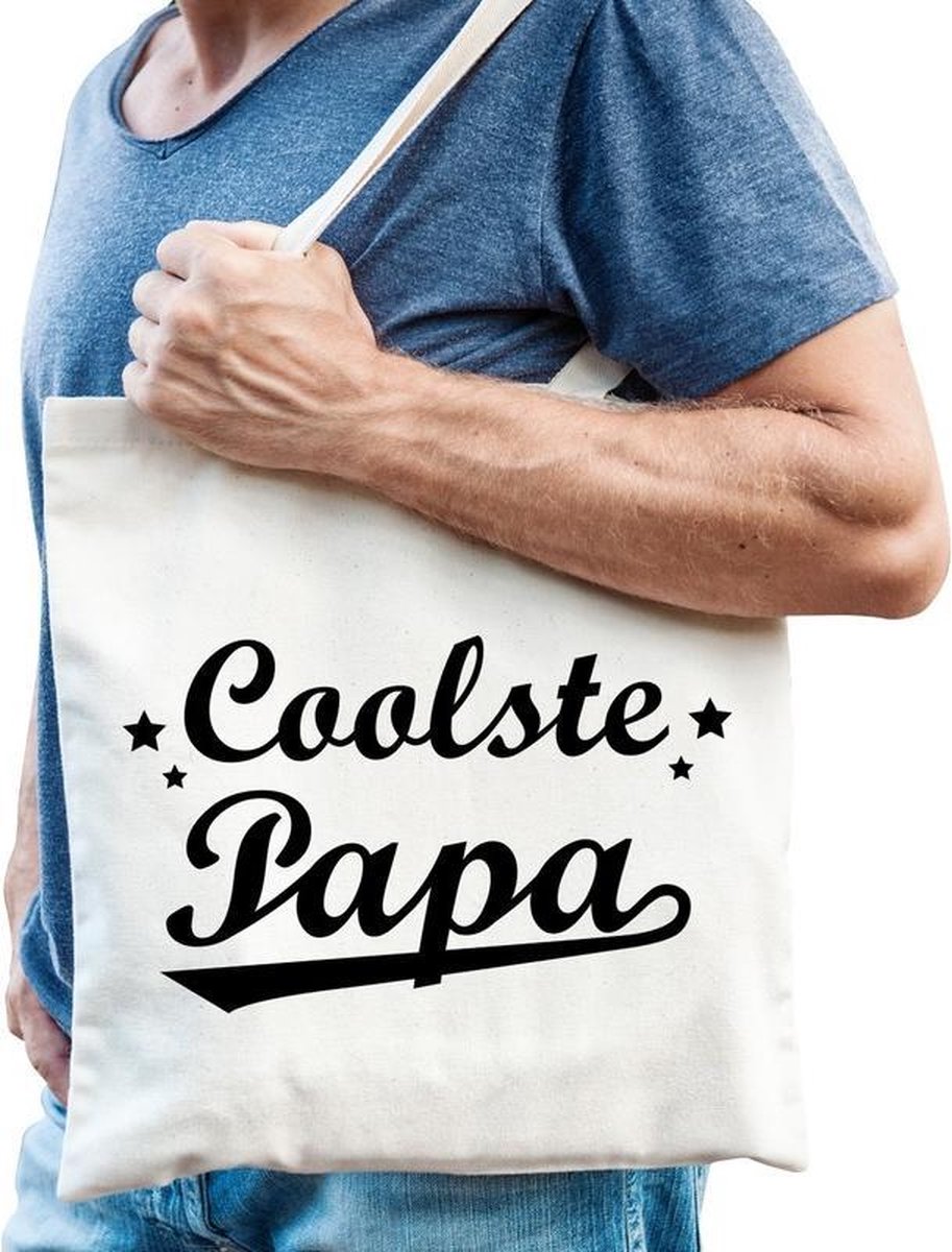 Coolste papa katoenen tas - coolste papa vaderdag cadeau