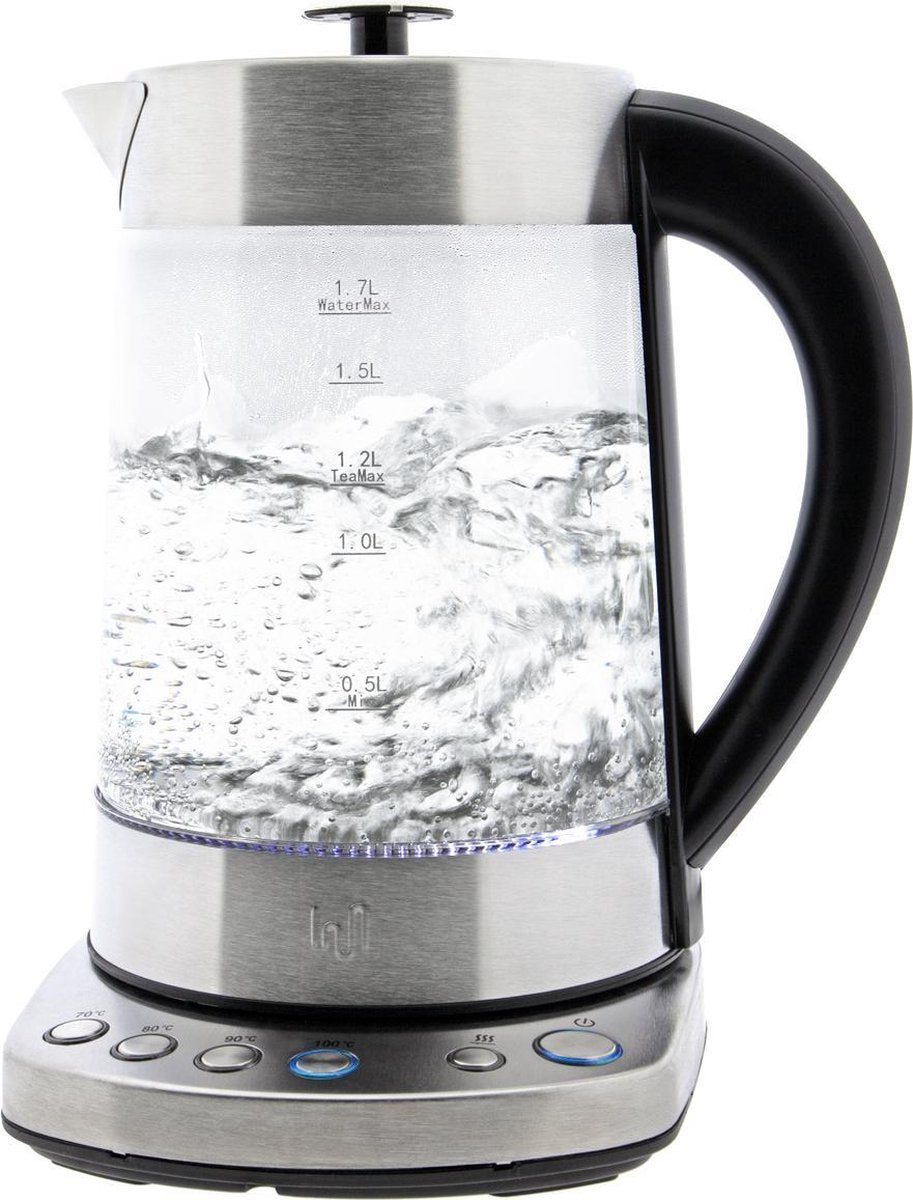 Electrische waterkoker met filter  1700 ML + theekan en RVS filter 800 ML - 4 temperatuurstanden en warmhoudfunctie