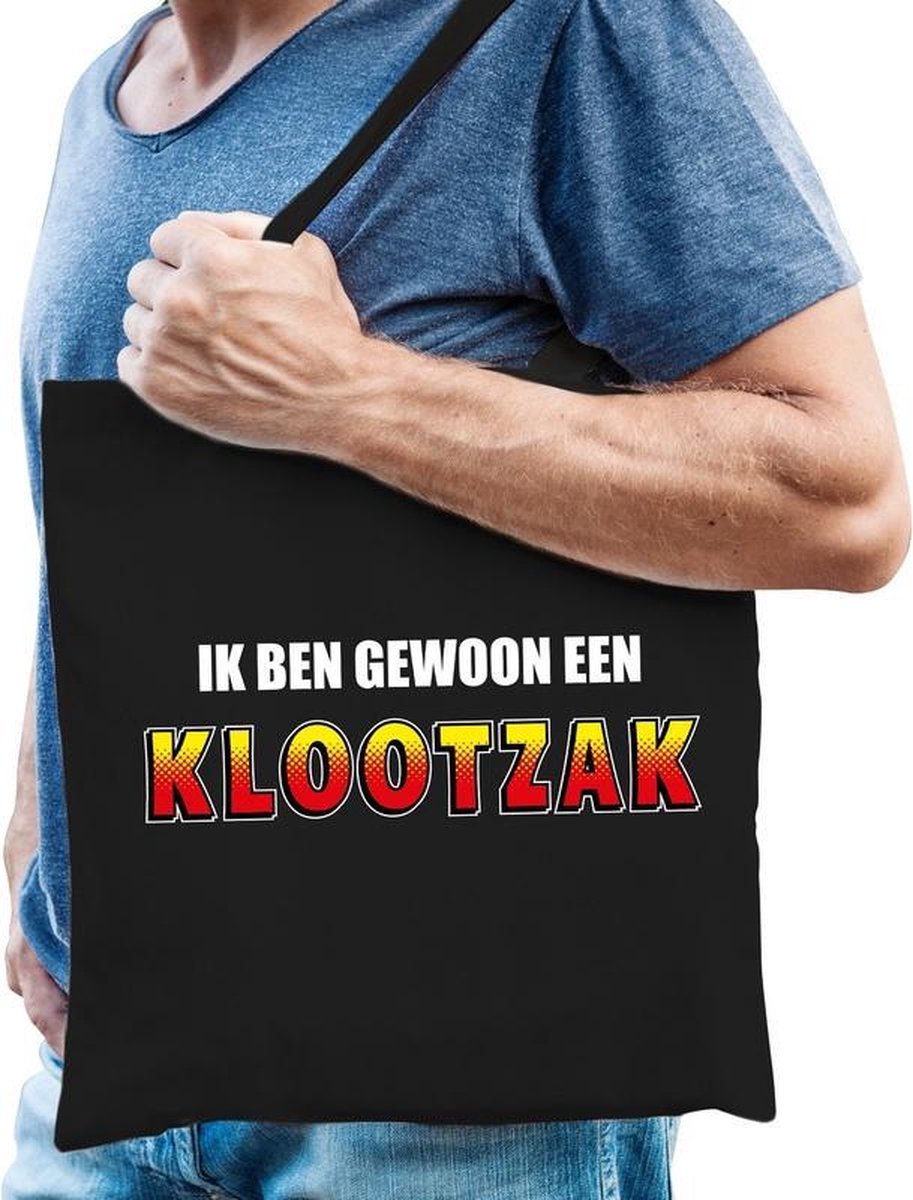 Ik ben gewoon een klootzak katoenen tas zwart - tasje / shopper voor heren
