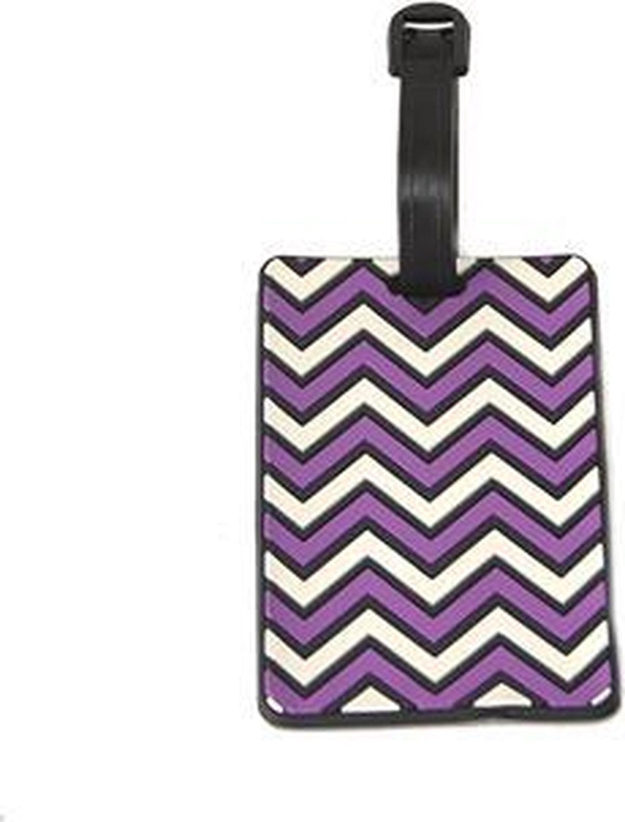 Kofferlabel / bagagelabel 3D rubber Paars - wit met QR-code