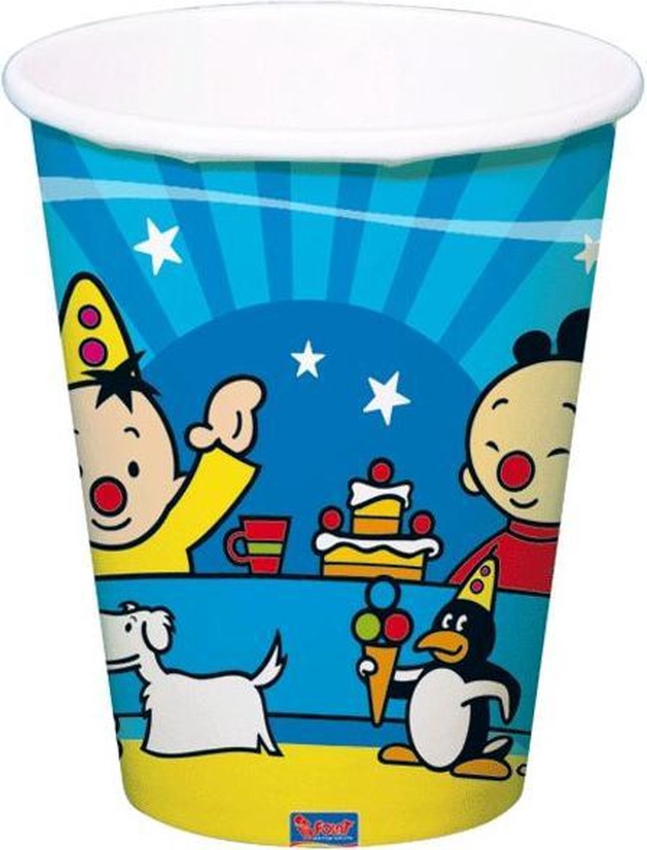 16x Bumba drinkbekers - Kartonnen wegwerp drinkbekers voor kinderfeestje/verjaardag
