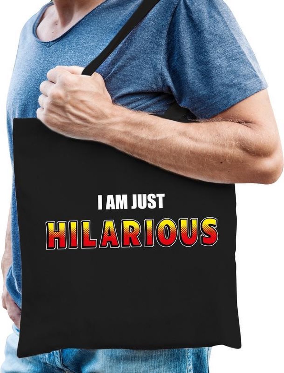 I am just hilarious katoenen tas zwart - tasje / shopper voor heren