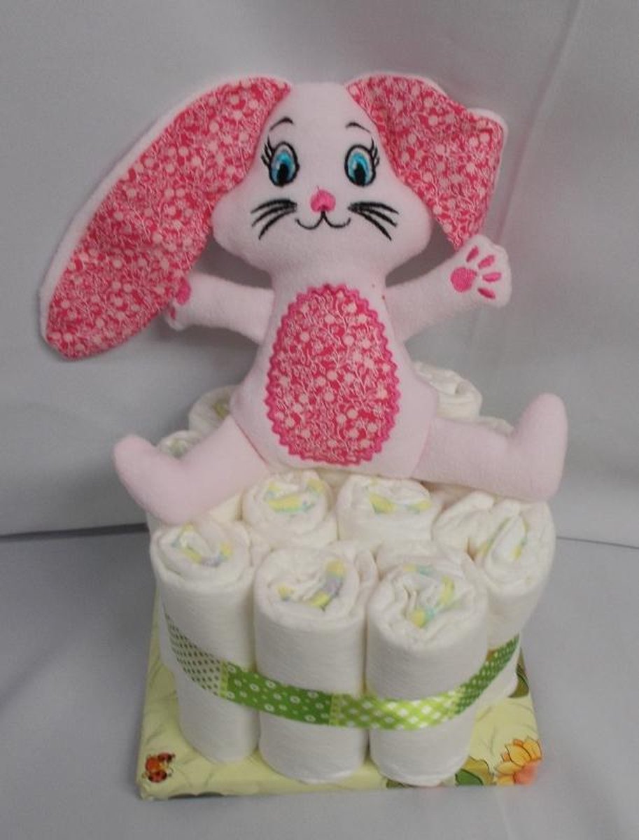 1 laag pampertaart bunny roos
