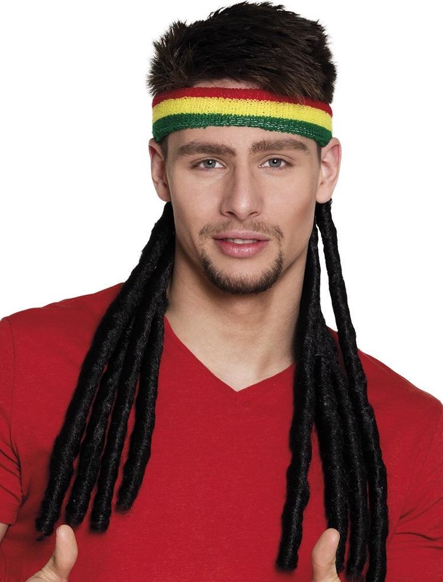 12 stuks: Hoofdband Rasta met dreadlocks