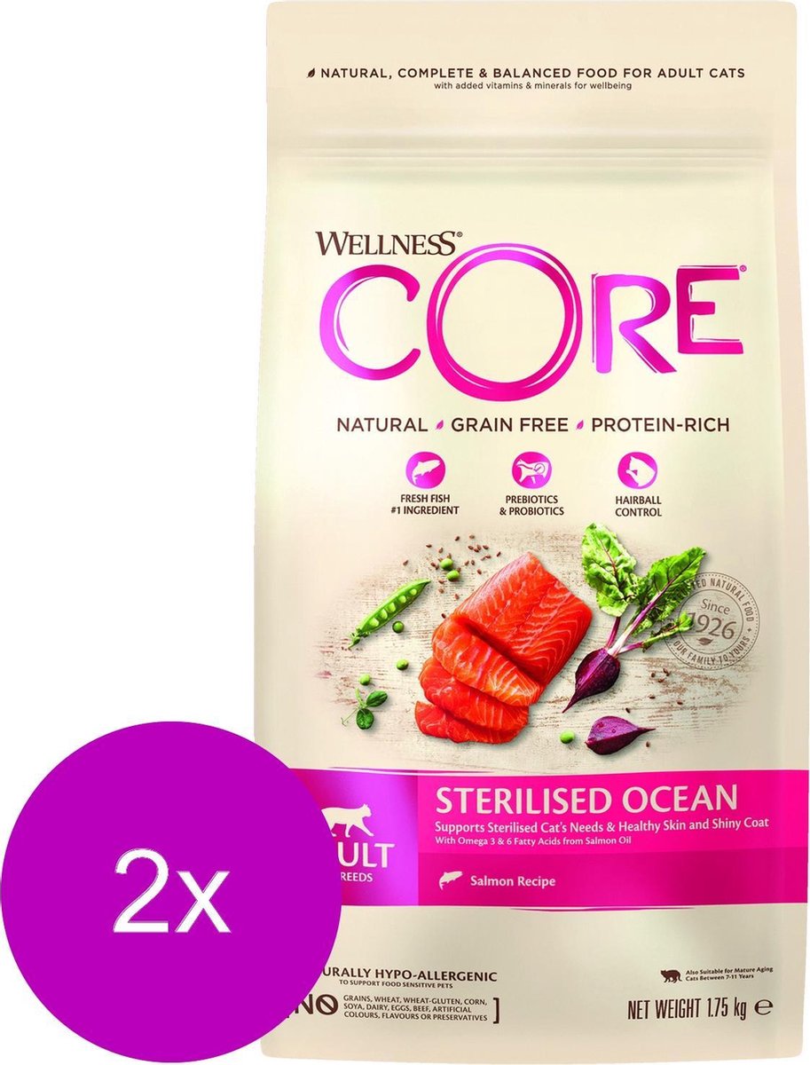 Wellness Core Grain Free Cat Sterilised Zalm - Kattenvoer - 2 x 1.75 kg