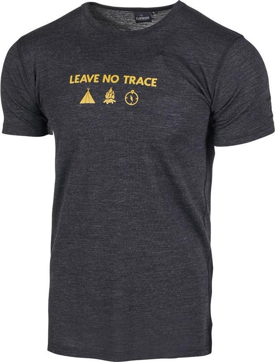 Ivanhoe T-shirt Agaton Trace Heren Merinowol Donkergrijs Maat Xl