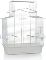 Duvo Vogelkooi Iza III met badhuisje - Wit - 59 x 38 x 65 cm