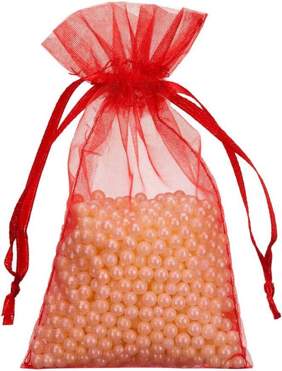 Shingyo 200 stuks organza zakje 7x12cm - Product Kleur: Rood