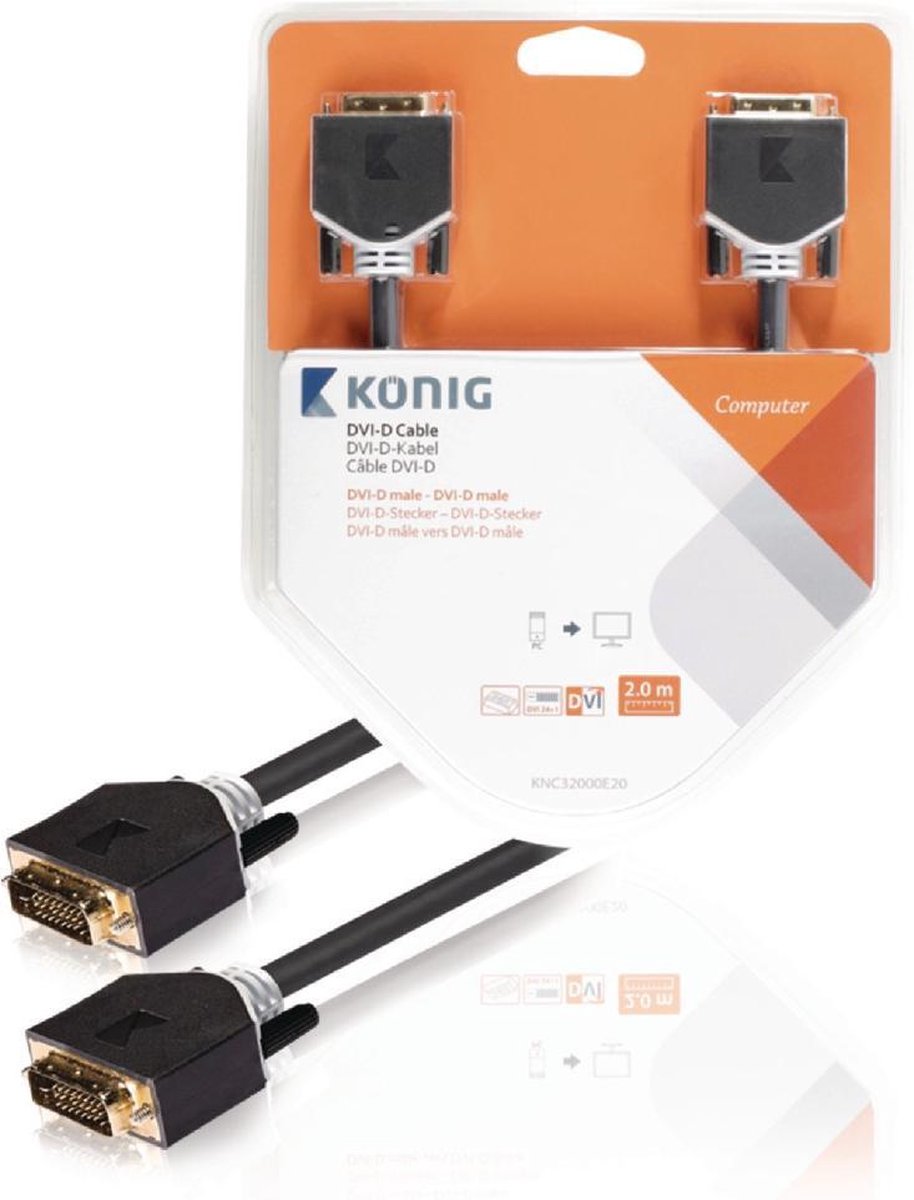 Konig DVI-D - DVI-D Dual Link kabel - 2 meter