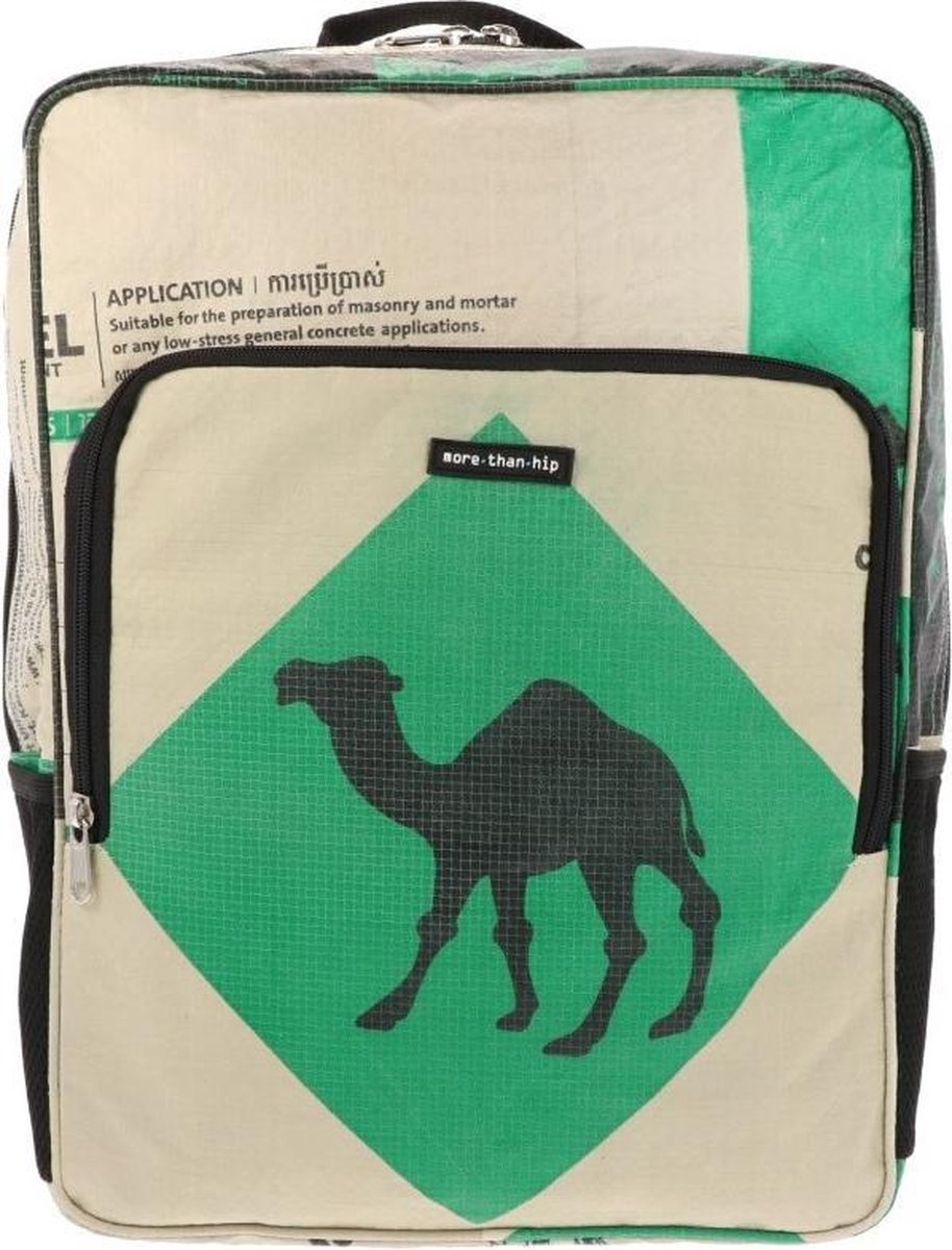 Laptop rugtas 15.6 inch van gerecyclede cementzakken - Trong - kameel groen