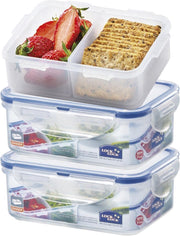 Lock&Lock Snackdoosjes | Snackboxen - met Vakjes - Set van 3 Stuks - 460 ml - Transparant