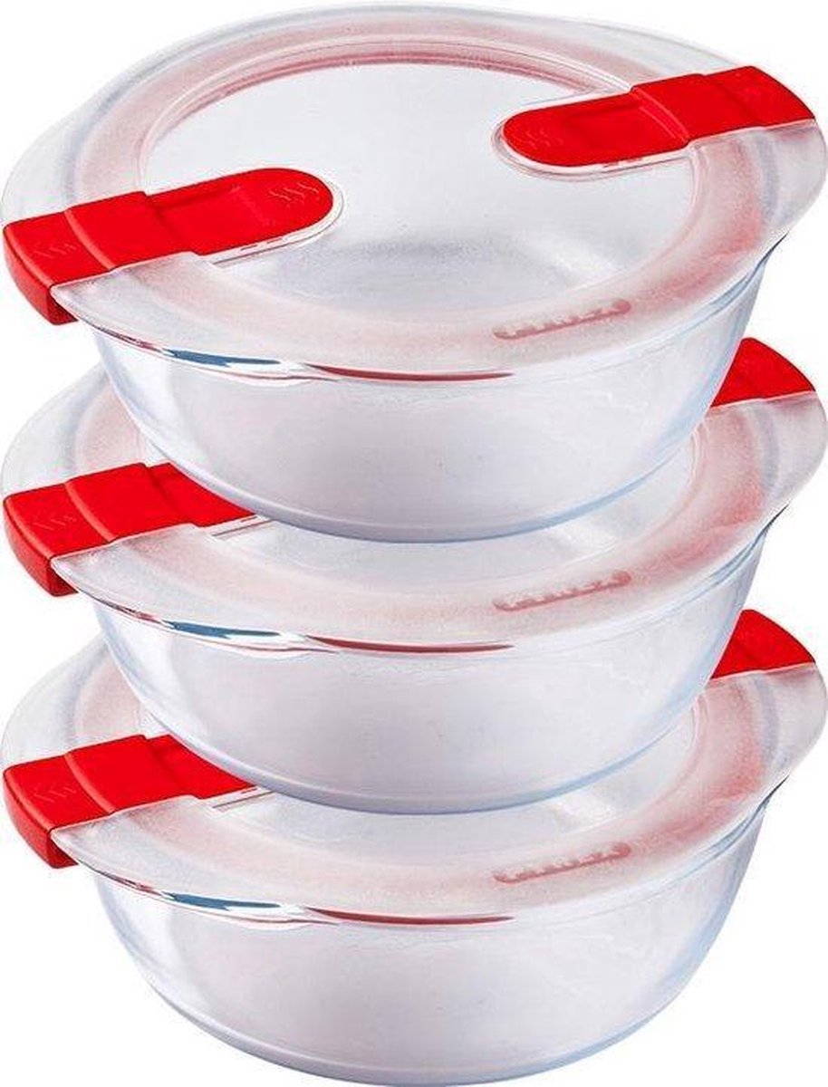 Pyrex - Cook & Heat - Ronde Schaal met Magnetronbestendige Deksel - 1