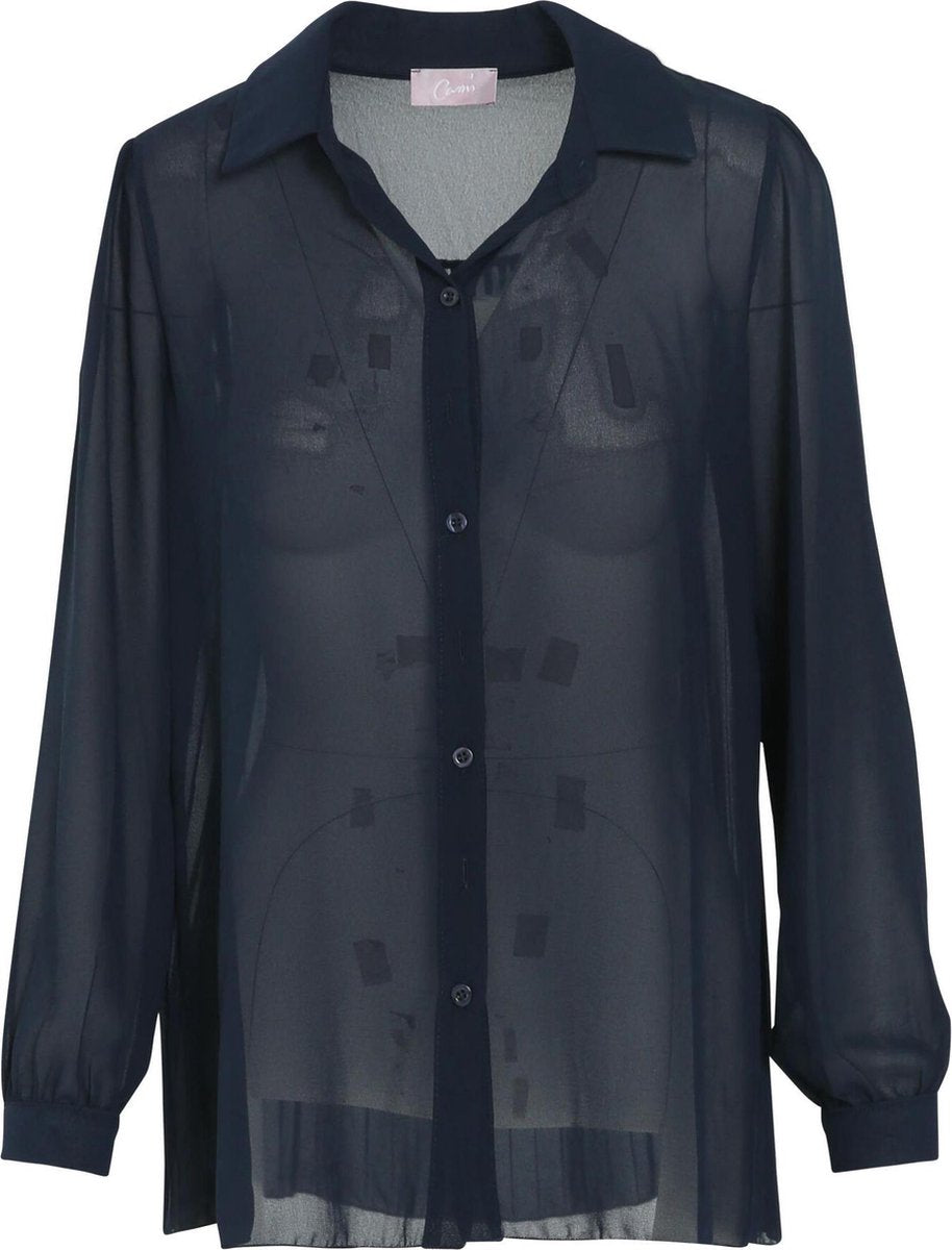 Cassis - Blouse in effen voile - Marineblauw