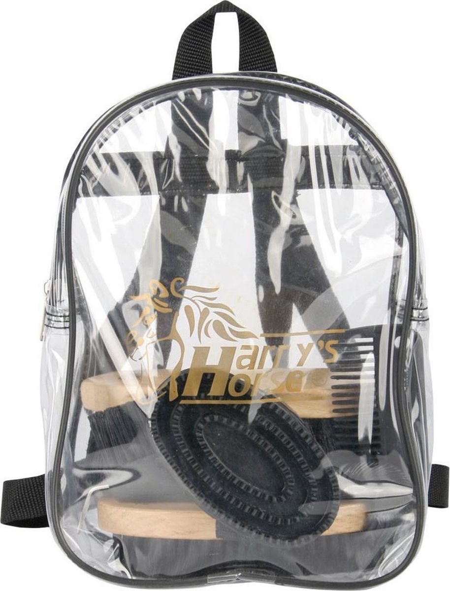 RelaxPets - Harry's Horse - Poetstas met Borstels - Grooming Kit - Rugtas - Zwart - 6 Delig