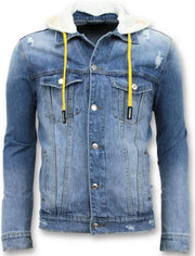 Enos Spijkerjack Heren - Ripped met Capuchon - Blauw - Maat: M
