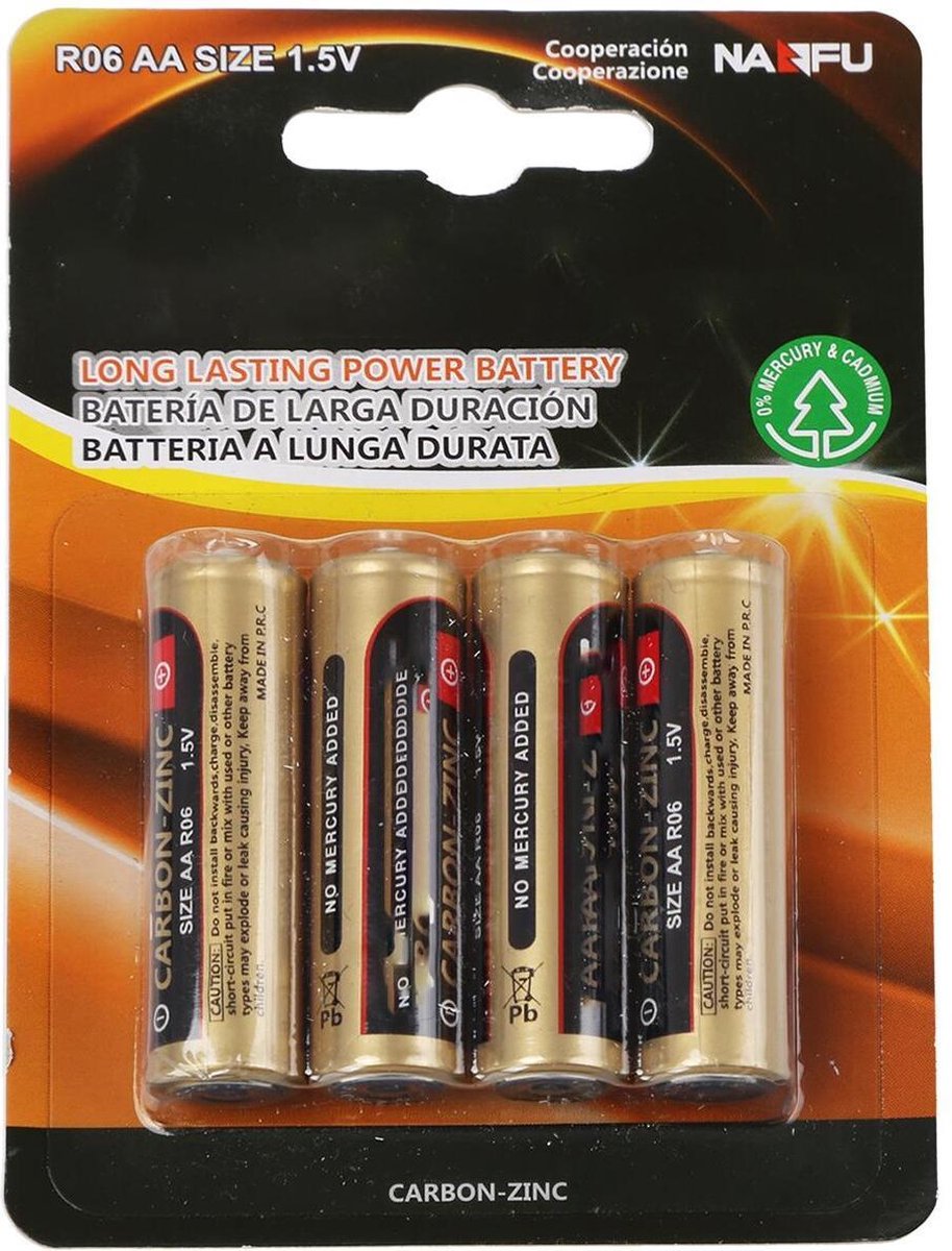 Batterij - Igna Azo - AA/LR06 - 1.5V - Alkaline Batterijen - 4 Stuks