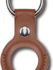 Apple AirTag Leder Sleutelhanger Ring Bruin - Airtag Beschermhoesje - Apple Airtag hoes - Siliconen Airtag hoesje