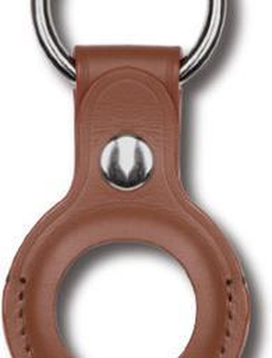 Apple AirTag Leder Sleutelhanger Ring Bruin - Airtag Beschermhoesje - Apple Airtag hoes - Siliconen Airtag hoesje