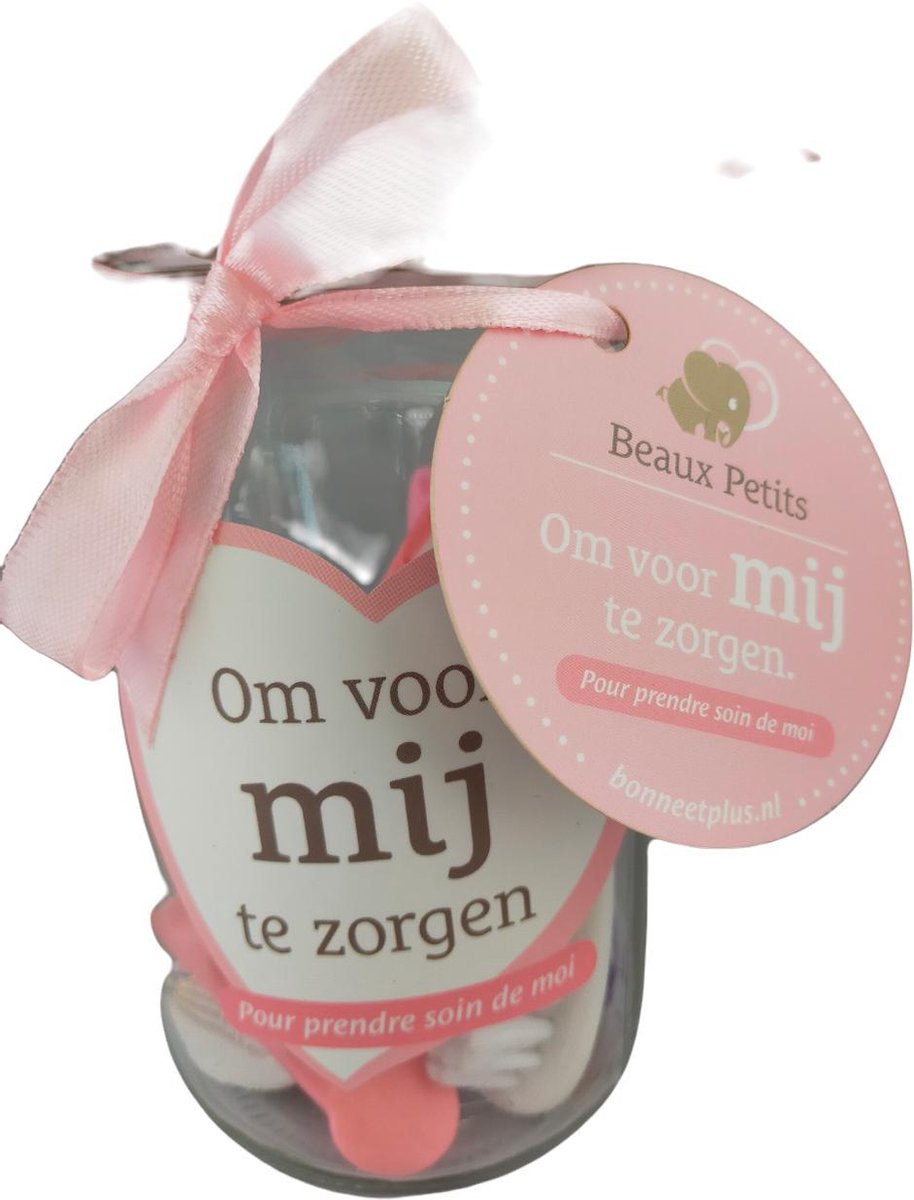 Baby verzorgingsset 6-delig veilige Verzorgset in glazen pot van Beaux Petits® - Baby Geschenkset - Babyshower - Manicureset - Kraamcadeau meisje Baby Roze - Cadeauset
