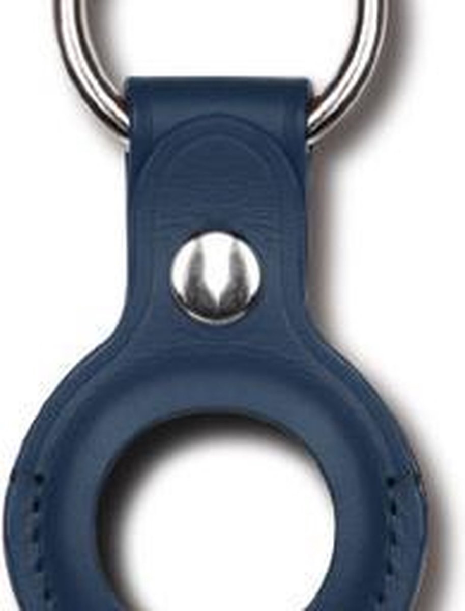 Apple AirTag Leder Sleutelhanger Ring Blauw - Airtag Beschermhoesje - Apple Airtag hoes - Siliconen Airtag hoesje