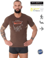 Brubeck Outdoor Wool Pro Wandelshirt Heren - AirBalance T-Shirt met Merinowol - Bruin XL
