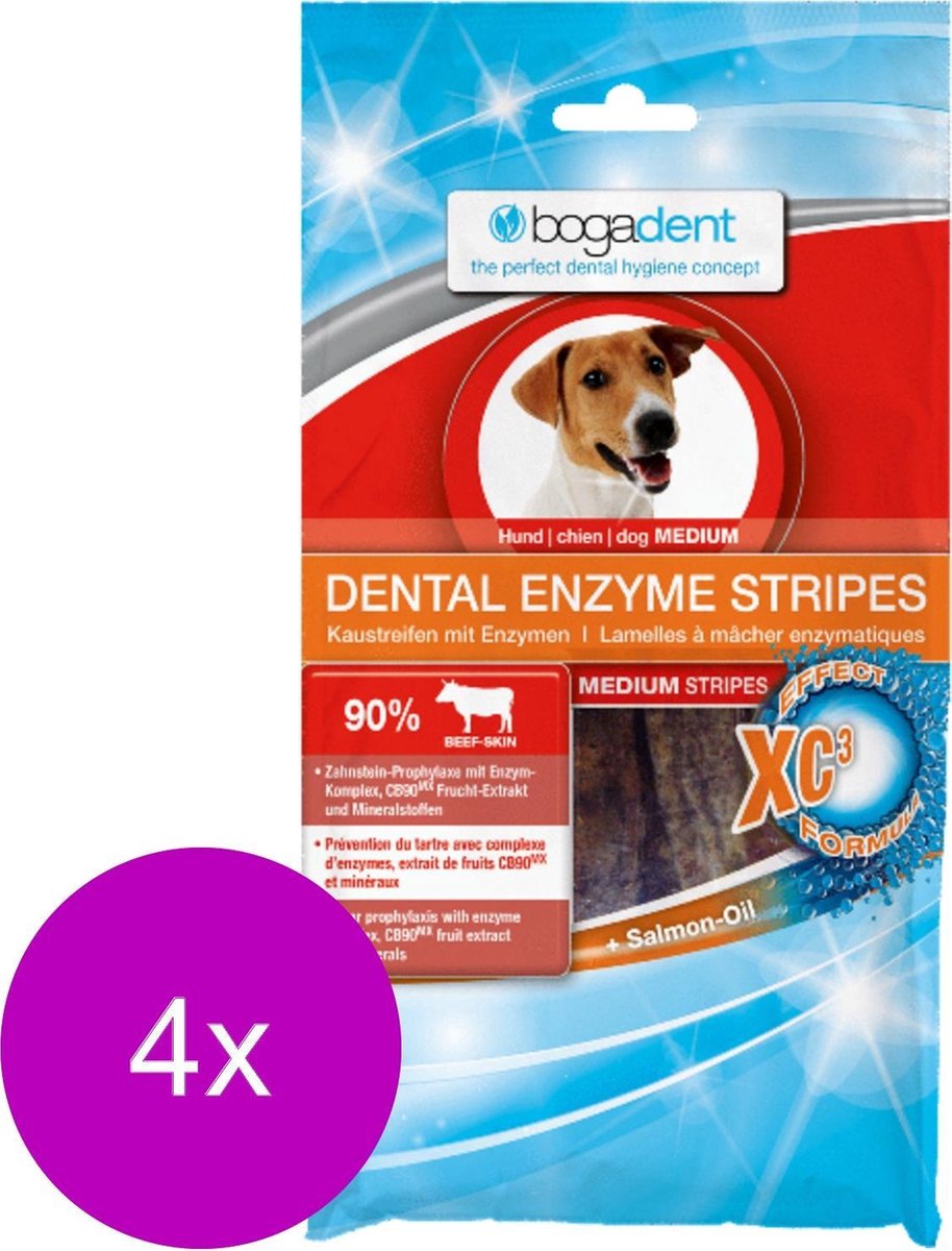 Bogadent Dental Kauwchips Enzym-Stripes - Gebitsverzorging - 4 x 100 g