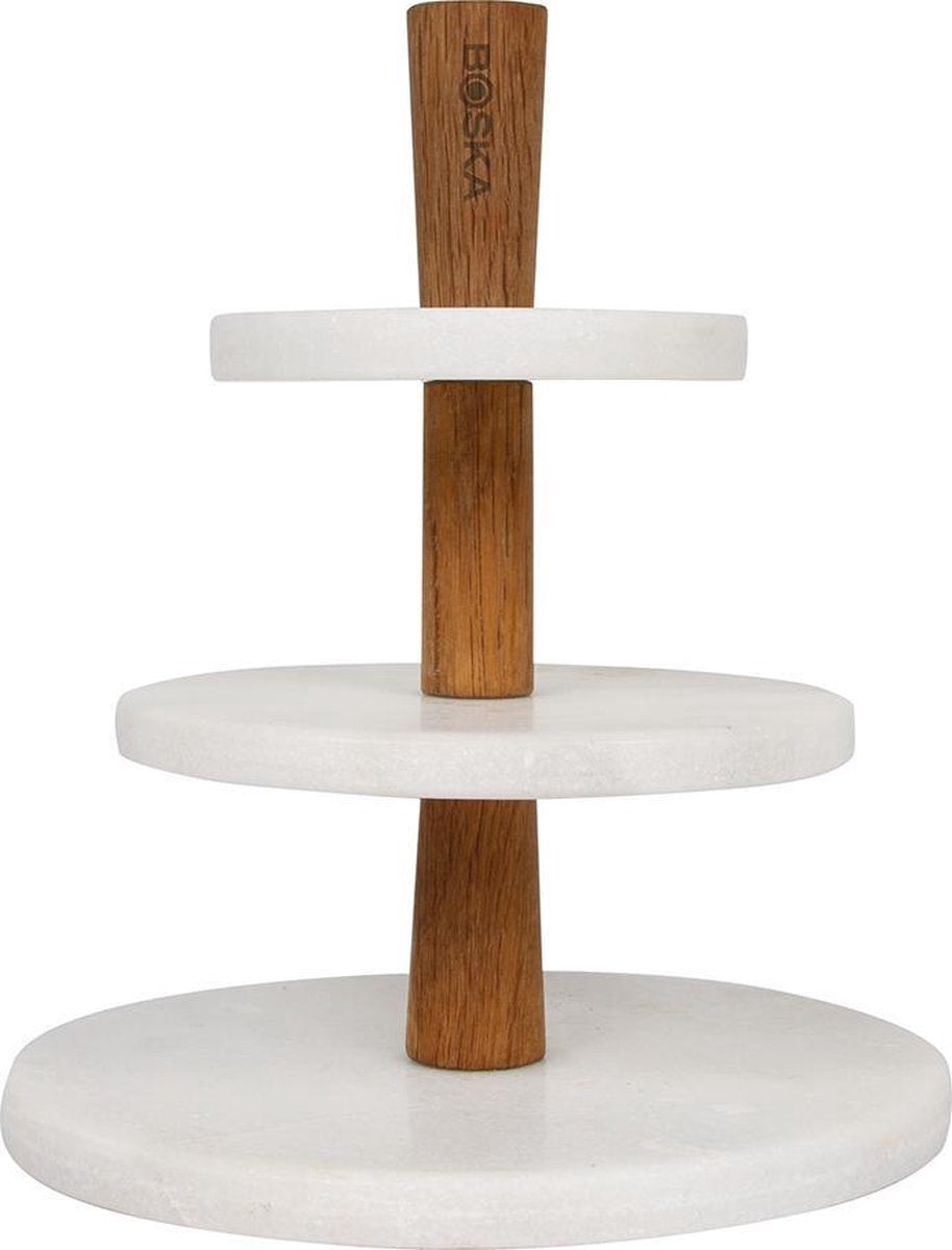 Boska Choco Tower - 3-Laagse Etagère - Marmer - Wit/Koper - 180x180x230 mm