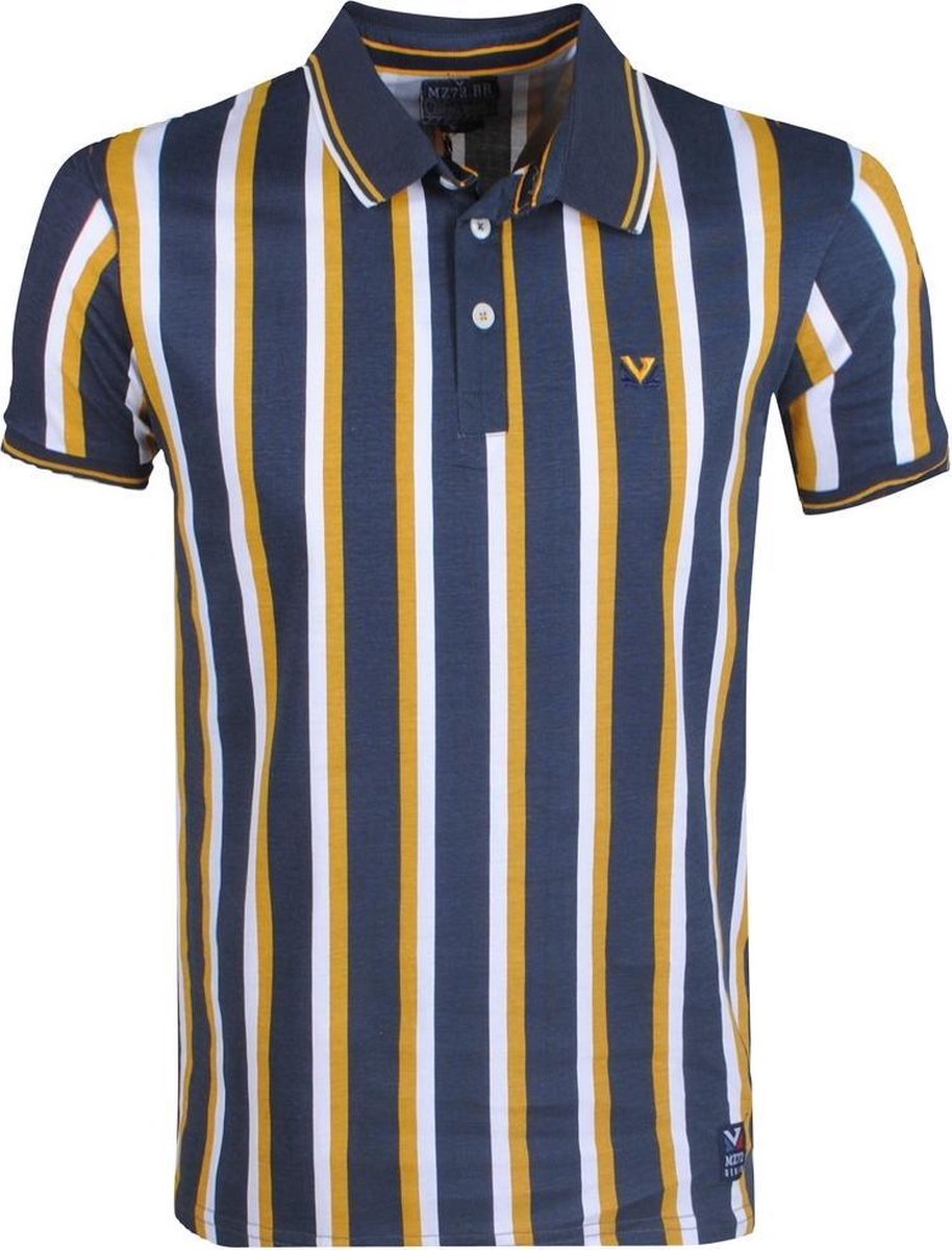 MZ72 - Heren Polo - Polygo - Gestreept - Mosterd Navy Wit