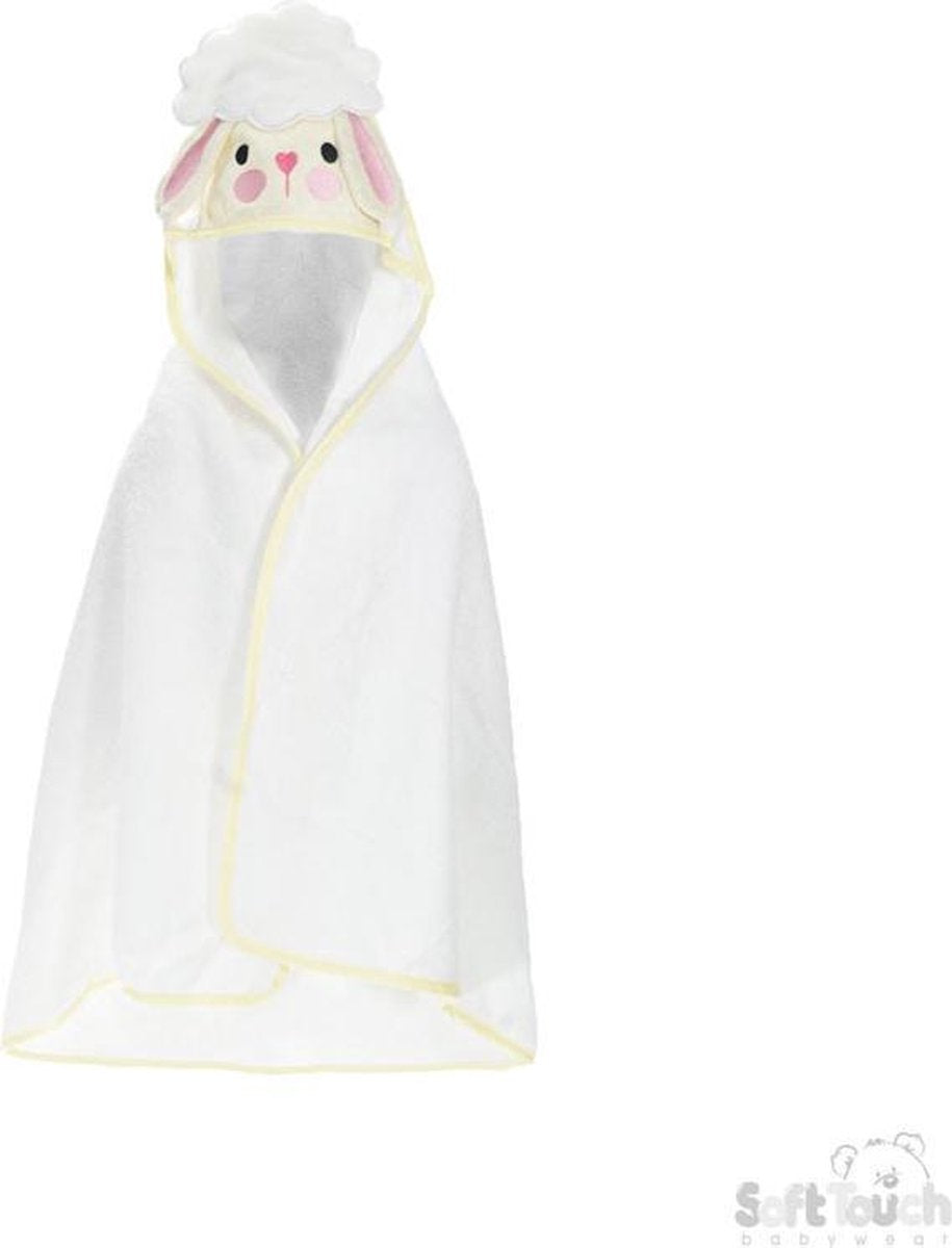 Soft Touch Badcape Lam  Junior 76 X 76 Cm Katoen Wit/geel