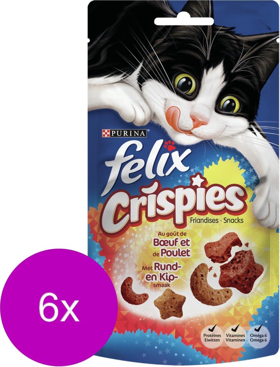 Felix Crispies 45 g - Kattensnack - 6 x Rund&Kip