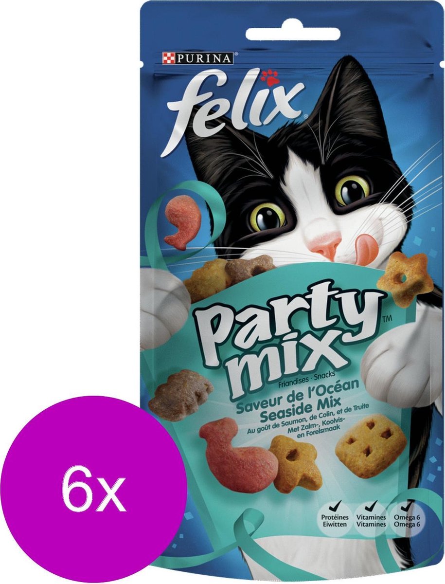 Felix Party Mix Seaside - Kattensnack - 6 x Vis 60 g