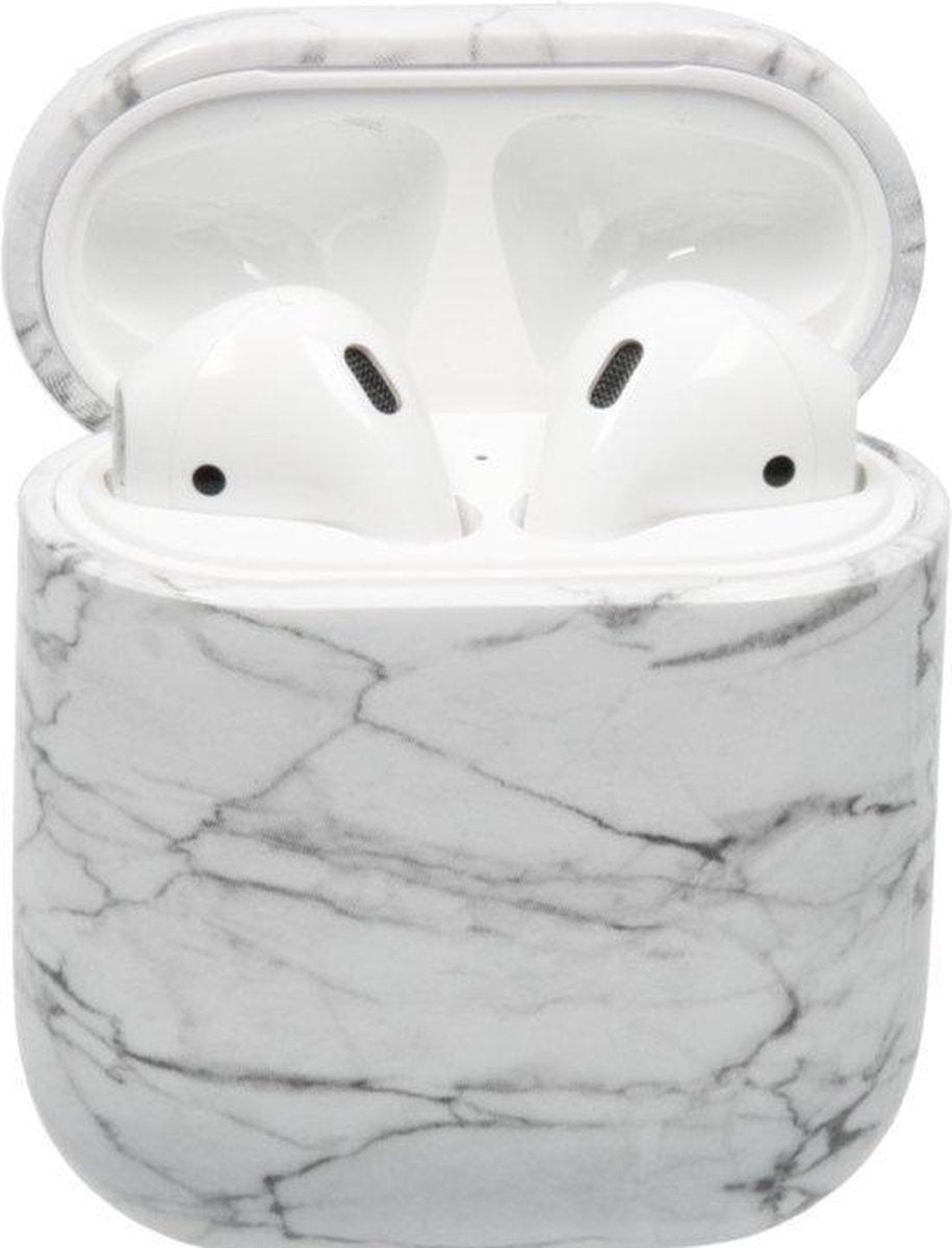 AirPods cover - Marmer - Hard Case Cover - Wit - Zwart - Geschikt voor Apple AirPods - Beschermhoes - AirPods Hoesje