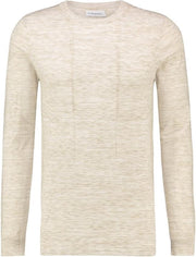 Purewhite Knitted Melange Crewneck - Sand - Slim fit