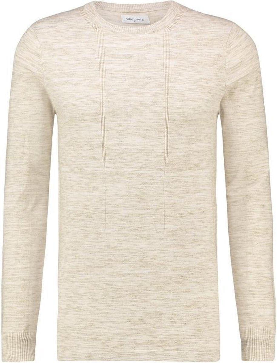 Purewhite Knitted Melange Crewneck - Sand - Slim fit
