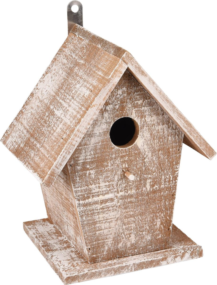 Flamingo Nestkastje gio hout wit/bruin 19x15x23cm