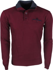 MZ72 - Heren trui - Fijn gebreid - 4 Knoops sluiting - Model Situation - Bordeaux Rood