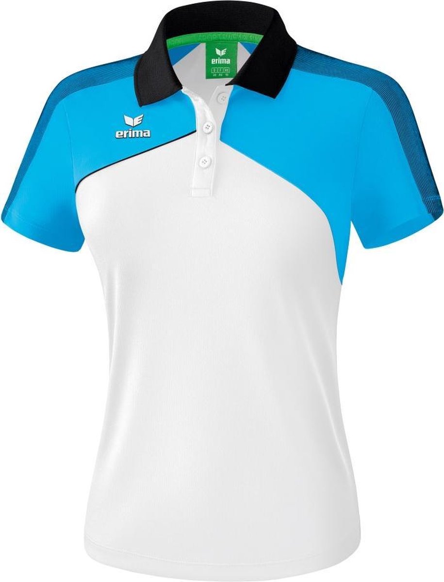 Erima Premium One 2.0 Polo Dames - Wit / Curacao / Zwart | Maat: 40