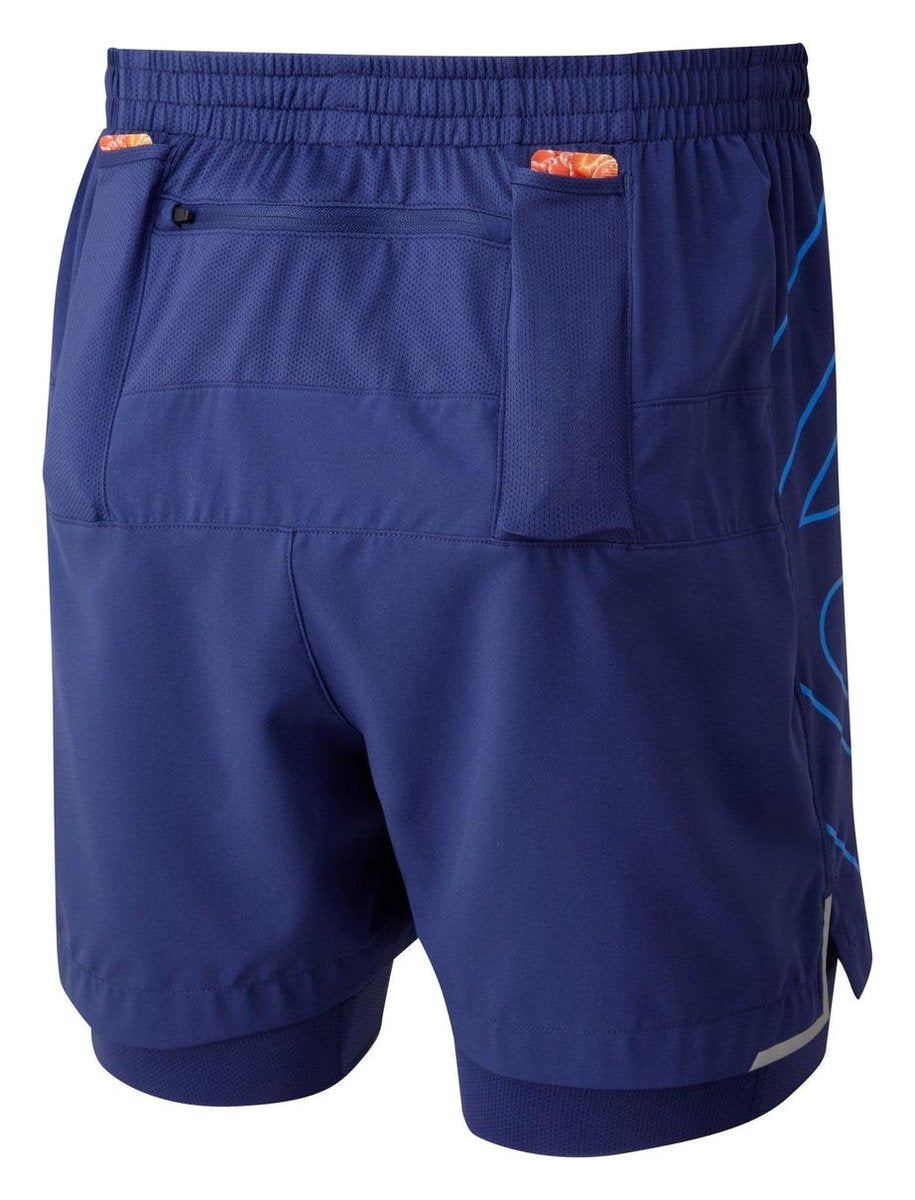 RonHill Stride Revive Twin Short Hardloopbroek Zwart-Blauw Heren