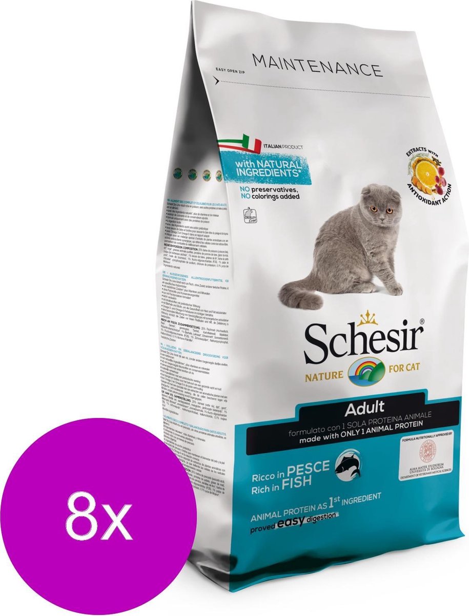 Schesir Cat Dry Maintenance Vis - Kattenvoer - 8 x 400 g