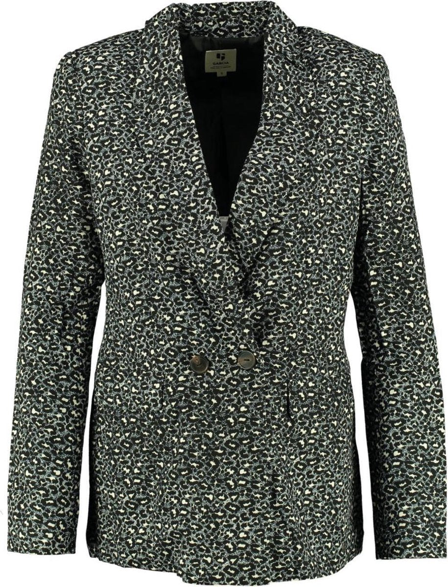 Garcia Meisjes Zwarte panterprint blazer - black - Maat XS