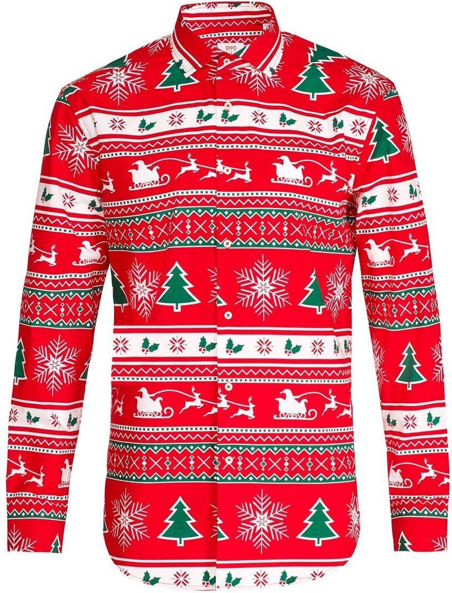 OppoSuits Winter Wonderland - Kerst Overhemd - Kerst - Maat: EU 49
