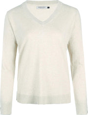 Steppin' Out VrouwenTrui Cotton cashmere V-hals Wit Katoen Maat: L