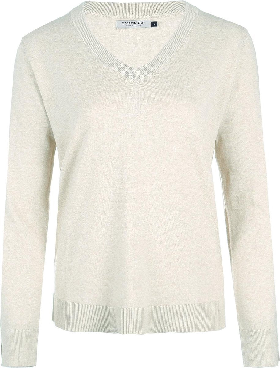 Steppin' Out VrouwenTrui Cotton cashmere V-hals Wit Katoen Maat: L