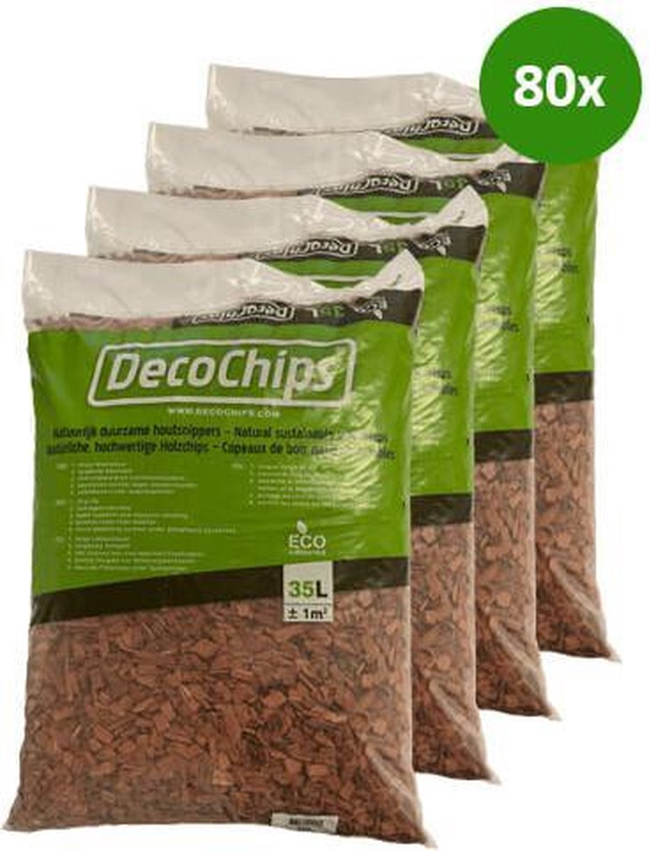 80 x 35L DecoChips Houtsnippers Rood