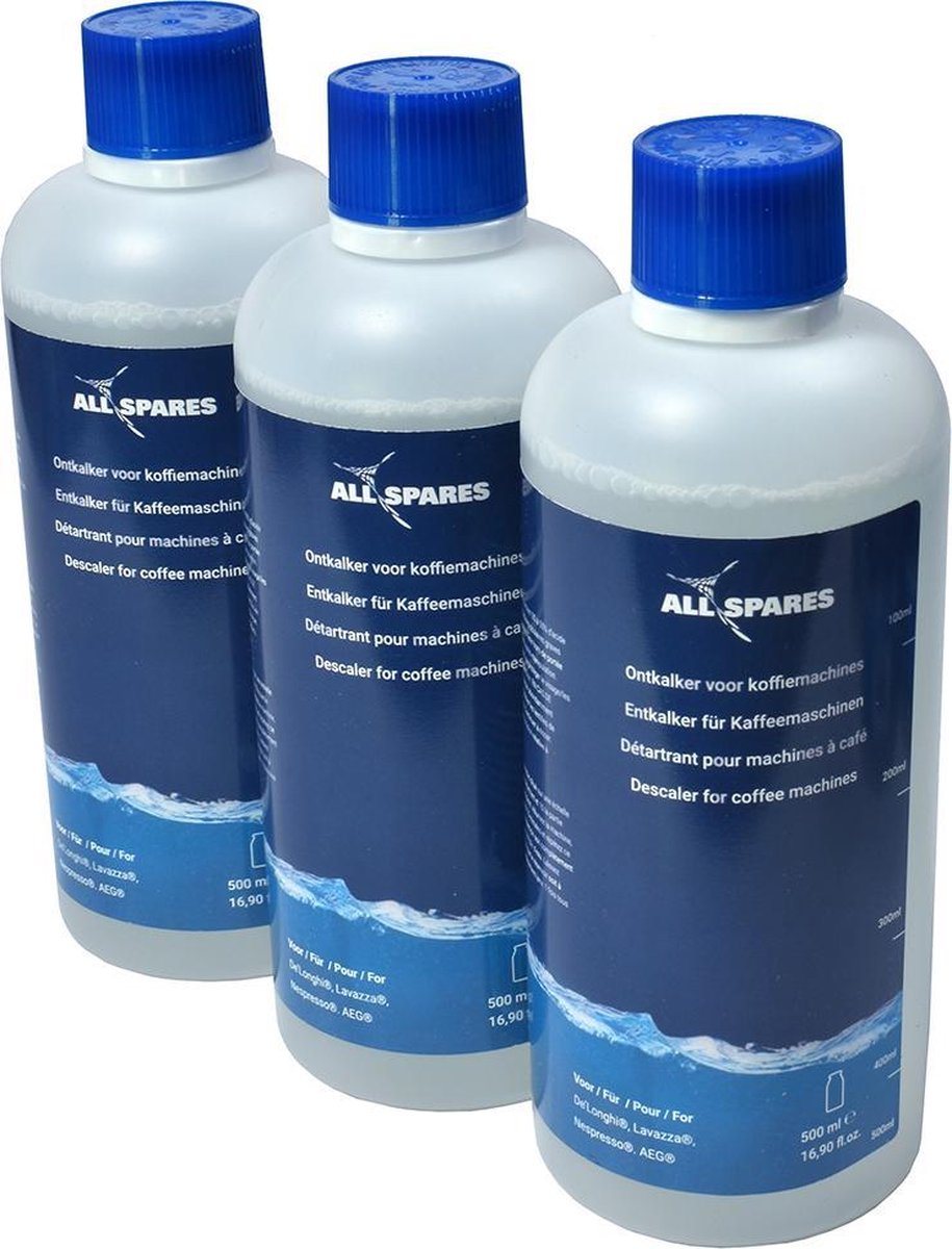 Delonghi Original EcoDecalk DLSC500 / AEG Vloeibare Ontkalker (3x 500ml) voor koffiemachines van AllSpares
