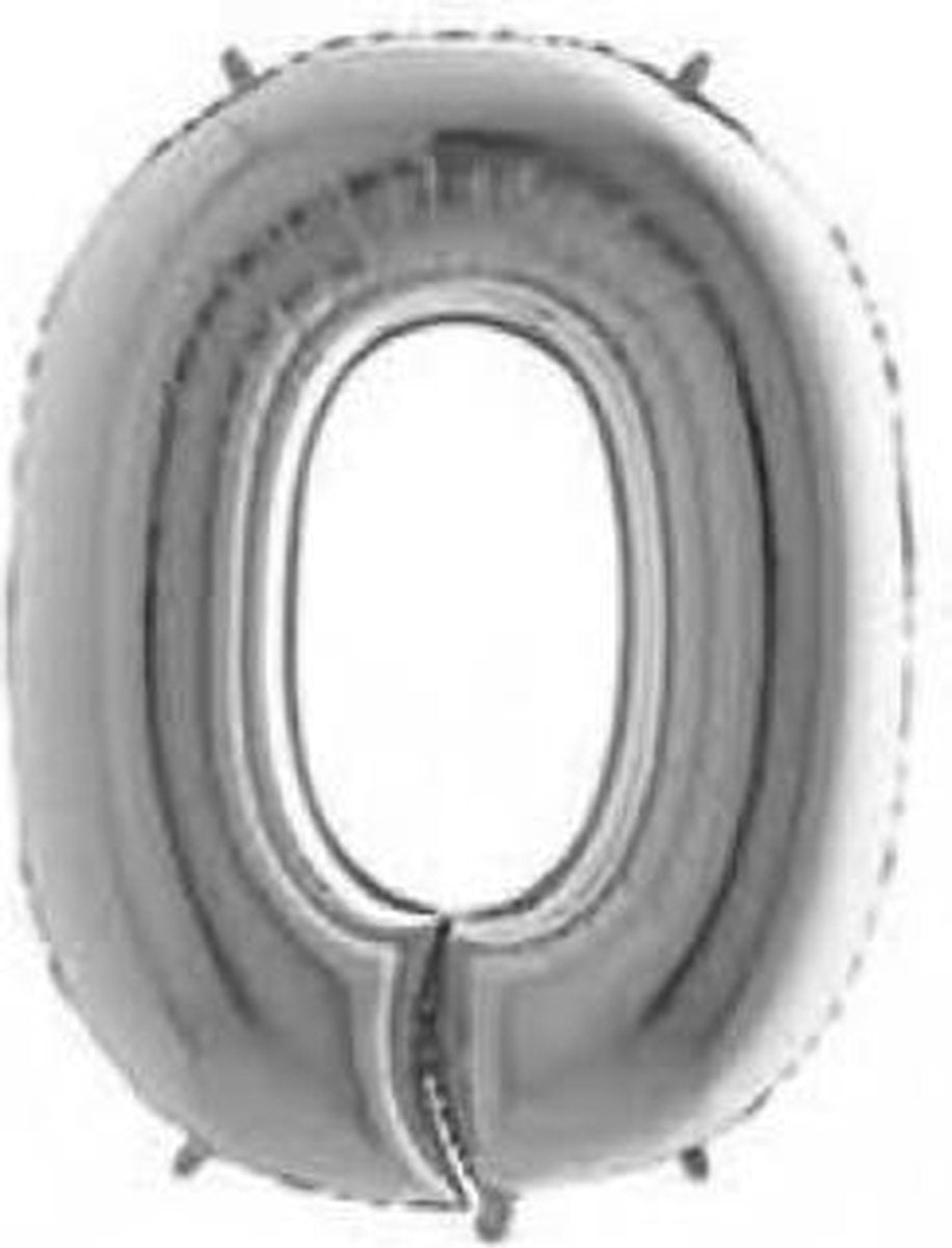 Folieballon - Cijfer 0 - Zilver - Grabo balloon - 35cm