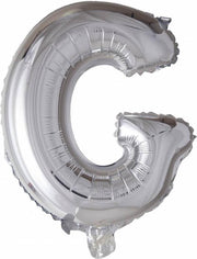 Folie Ballon Letter G Zilver 41cm met Rietje