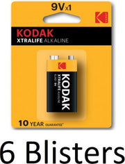 6 Stuks (6 Blisters a 1 st) Kodak XTRALIFE alkaline 9V